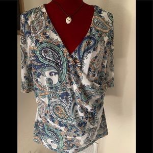 Jessica’s London paisley faux wrap blouse sz 14/16